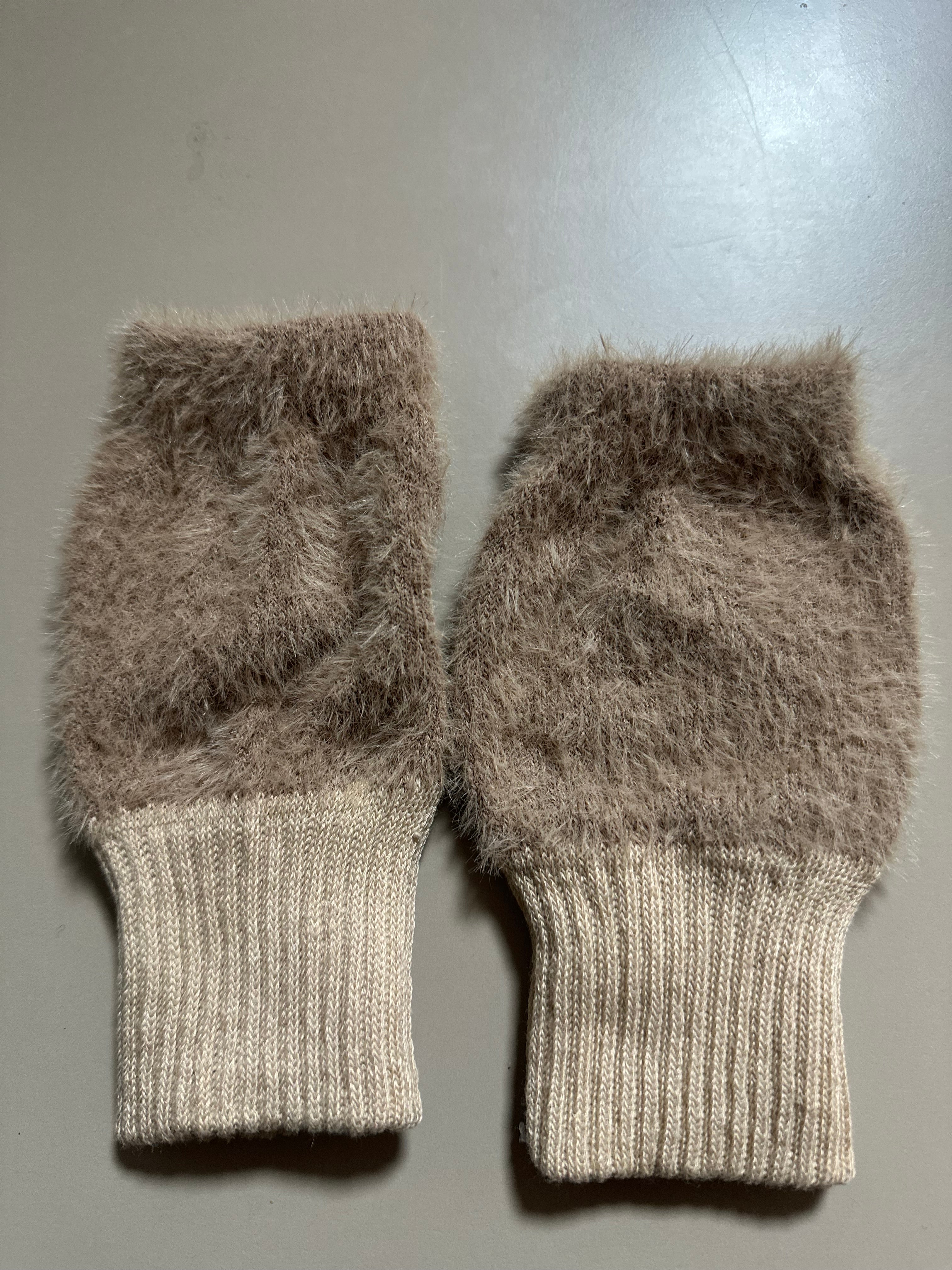 Winter soft mink fleece half-finger gloves