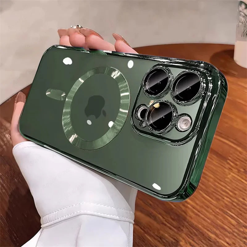 Desert Gold 폰 케이스 Magsafe 자석 렌즈 보호용 소프트 커버 투명