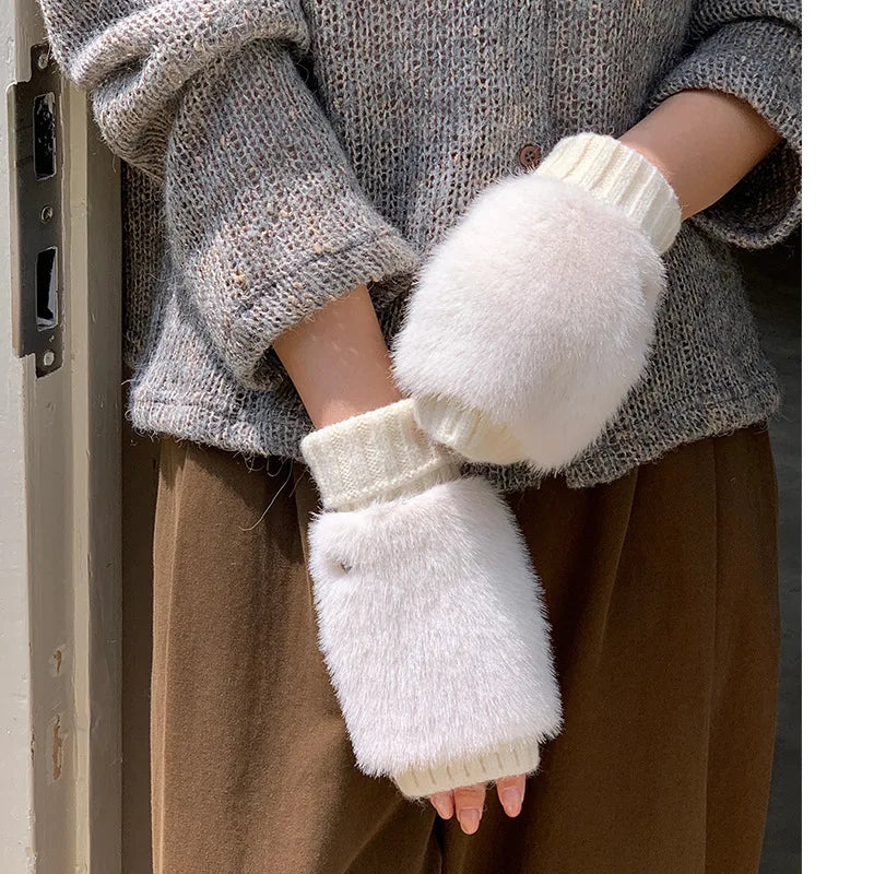 warm women's suede gloves