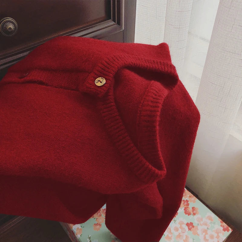 Casual round neck knit open cardigan