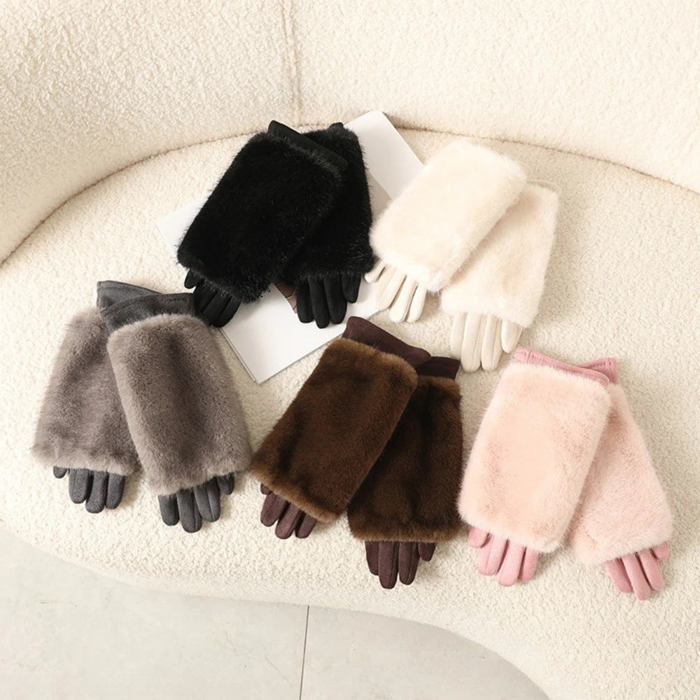 warm women's suede gloves