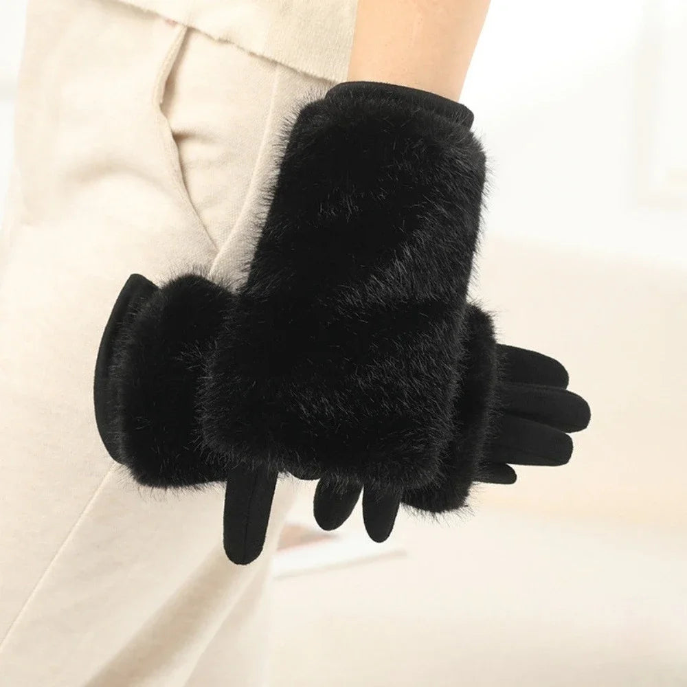 warm women's suede gloves