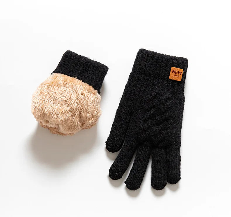 Warm wool winter touchscreen gloves