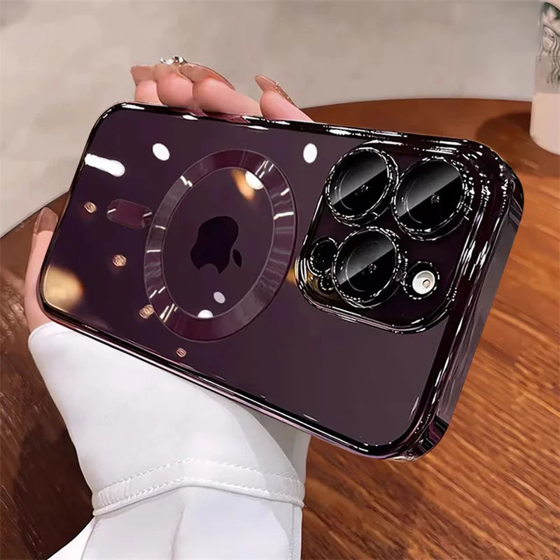 Desert Gold 폰 케이스 Magsafe 자석 렌즈 보호용 소프트 커버 투명