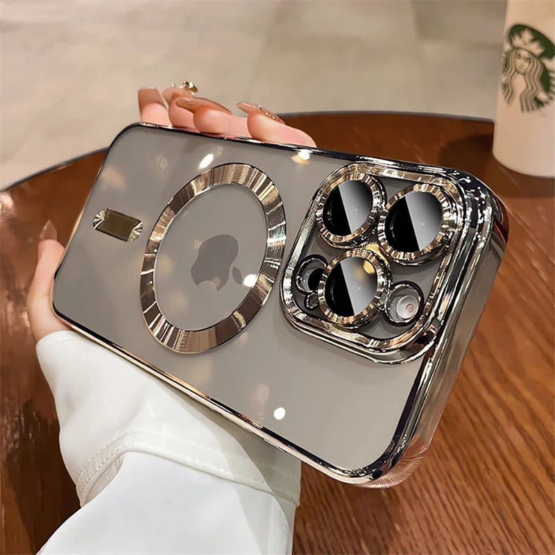 Desert Gold 폰 케이스 Magsafe 자석 렌즈 보호용 소프트 커버 투명