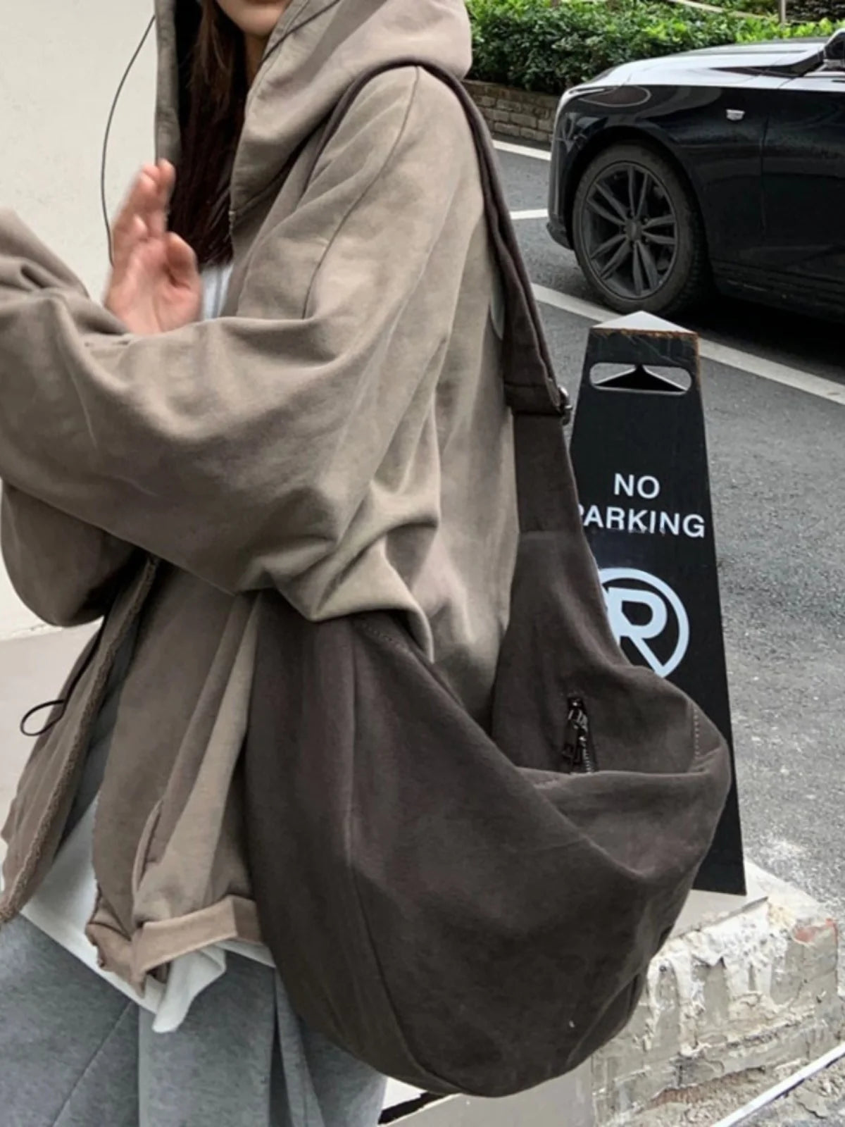 Retro large capacity canvas dumpling type shoulder·cross bag