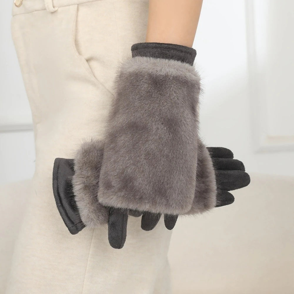 warm women's suede gloves