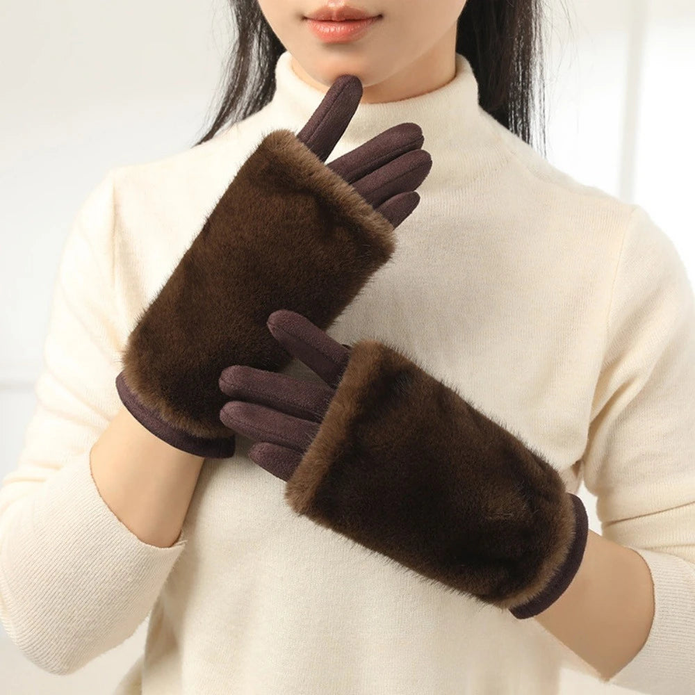 warm women's suede gloves