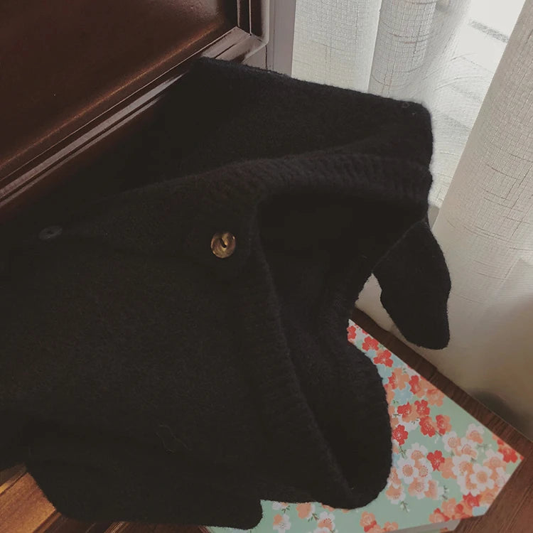 Casual round neck knit open cardigan