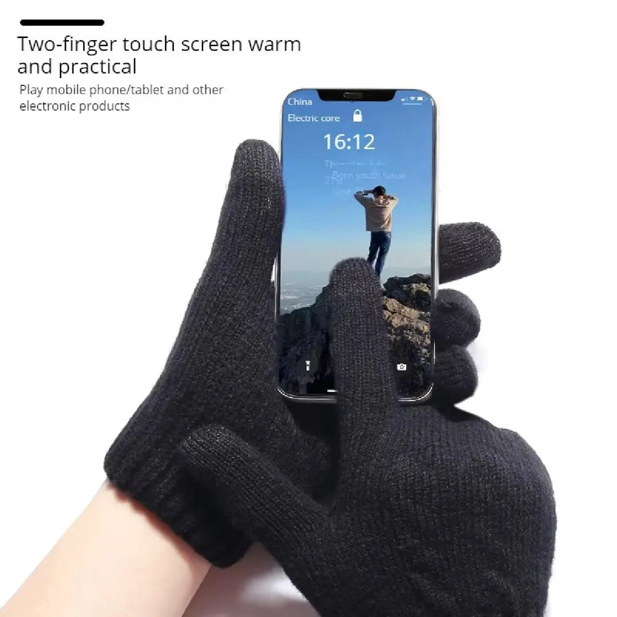 Warm wool winter touchscreen gloves