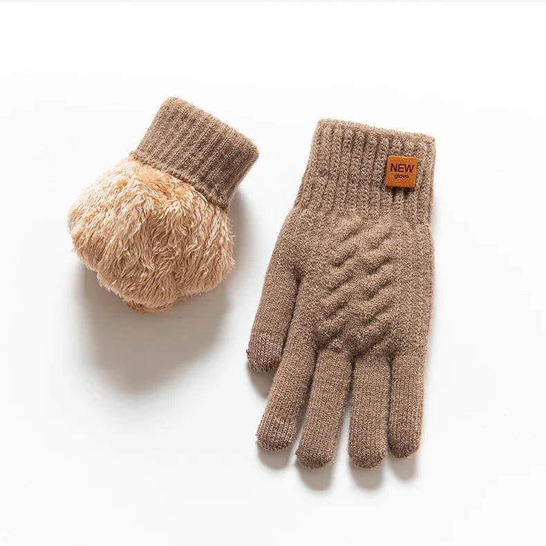 Warm wool winter touchscreen gloves