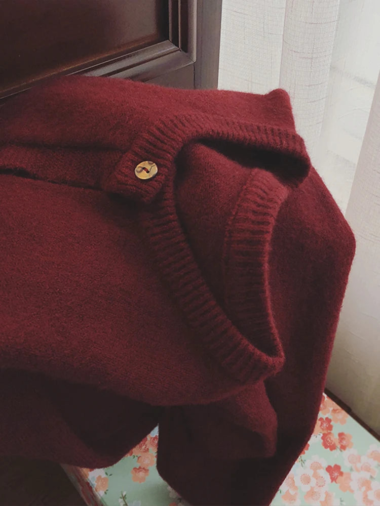 Casual round neck knit open cardigan