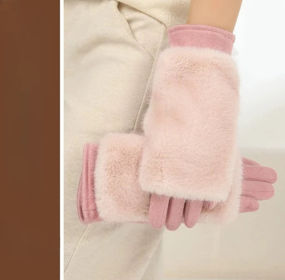 warm women's suede gloves