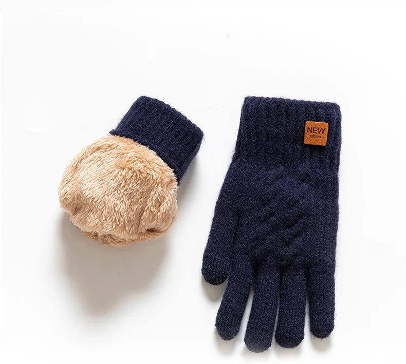 Warm wool winter touchscreen gloves