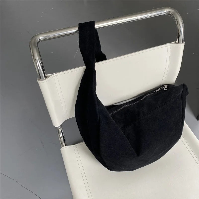 Retro large capacity canvas dumpling type shoulder·cross bag