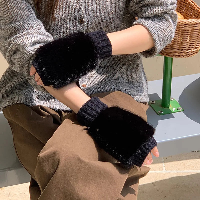 warm women's suede gloves