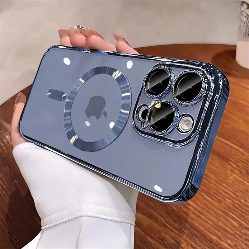 Desert Gold 폰 케이스 Magsafe 자석 렌즈 보호용 소프트 커버 투명