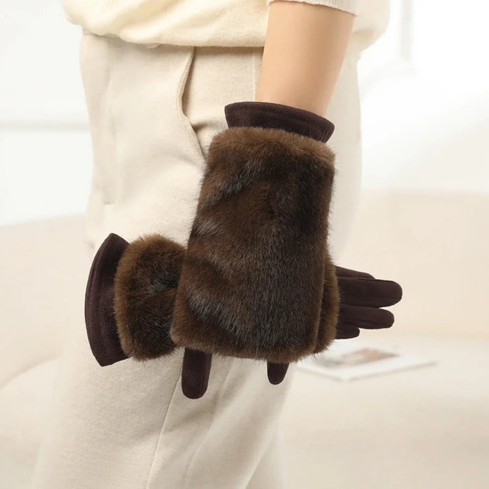 warm women's suede gloves