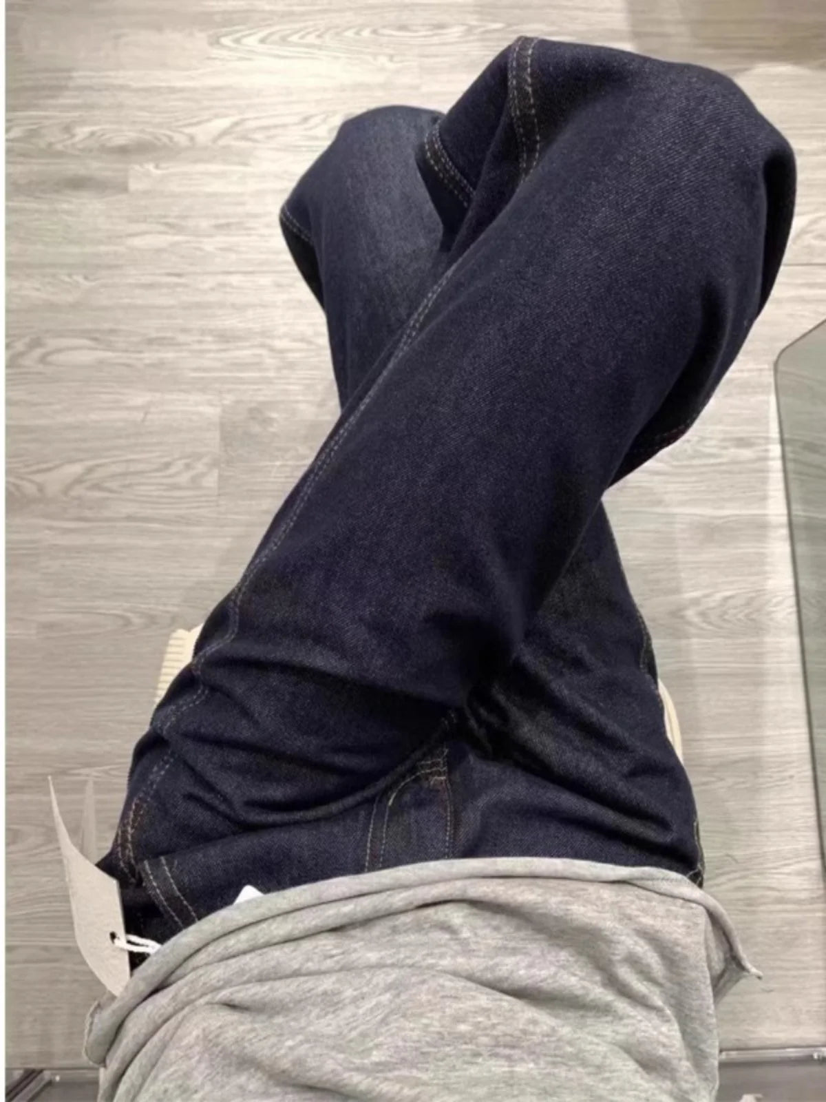 High waist straight·skinny brushed jeans