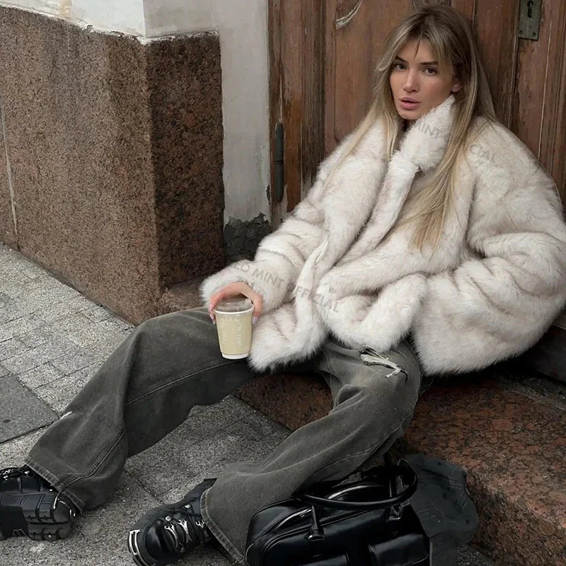 Neomint fluffy fur jacket