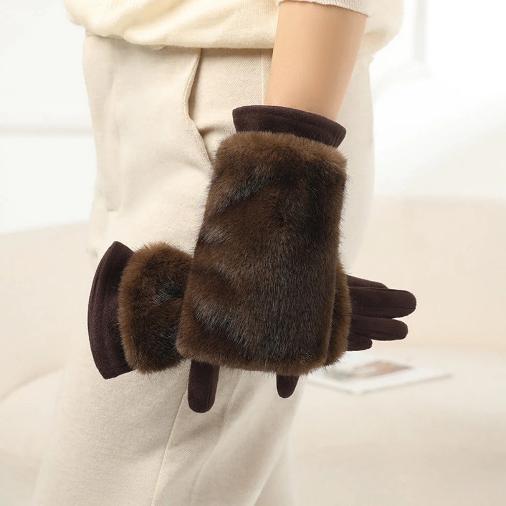 warm women's suede gloves