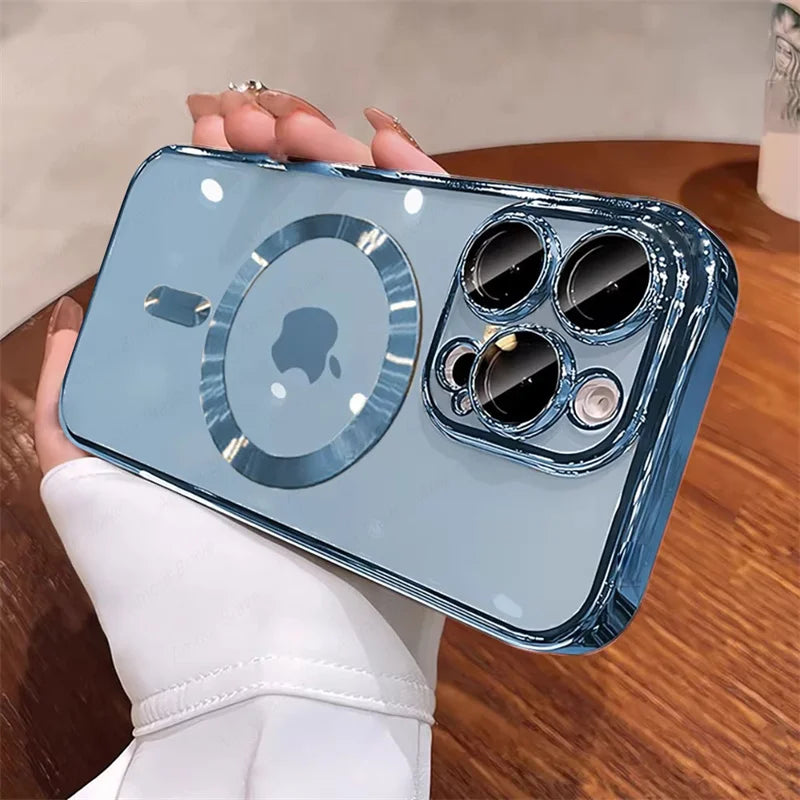 Desert Gold 폰 케이스 Magsafe 자석 렌즈 보호용 소프트 커버 투명