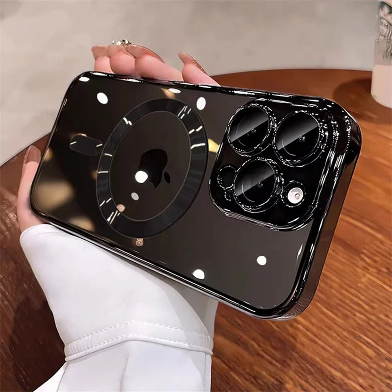 Desert Gold 폰 케이스 Magsafe 자석 렌즈 보호용 소프트 커버 투명