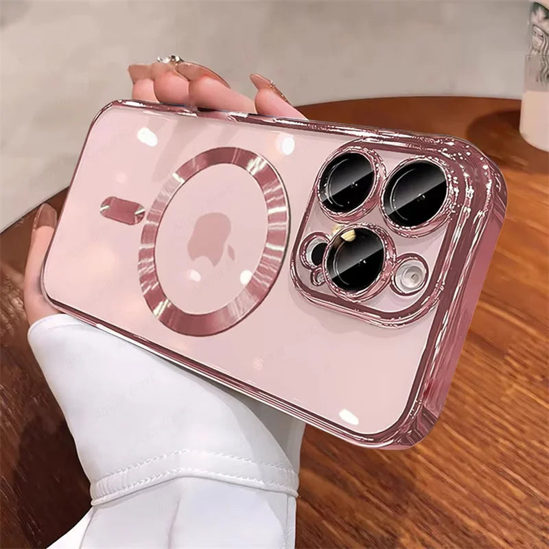 Desert Gold 폰 케이스 Magsafe 자석 렌즈 보호용 소프트 커버 투명