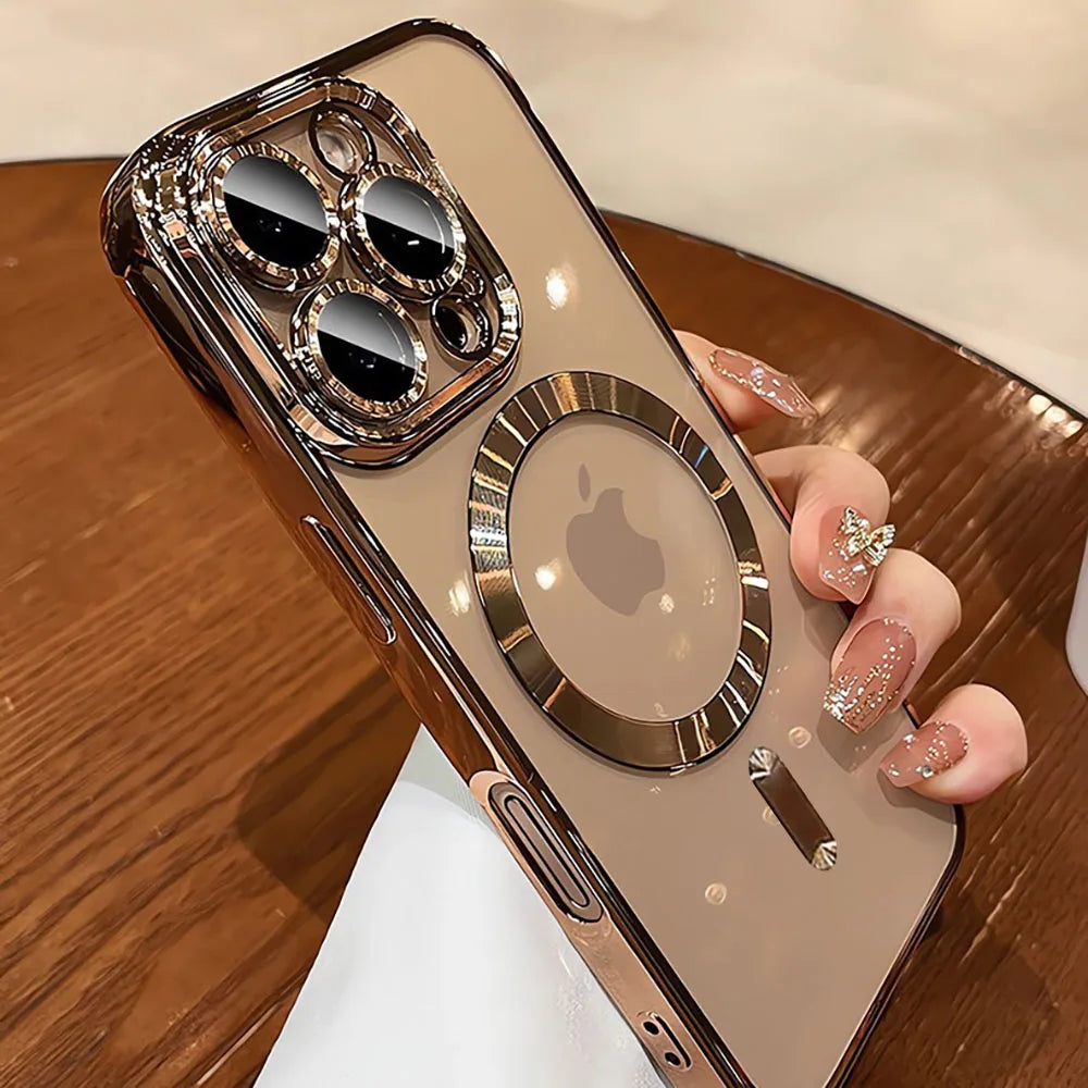 Desert Gold 폰 케이스 Magsafe 자석 렌즈 보호용 소프트 커버 투명