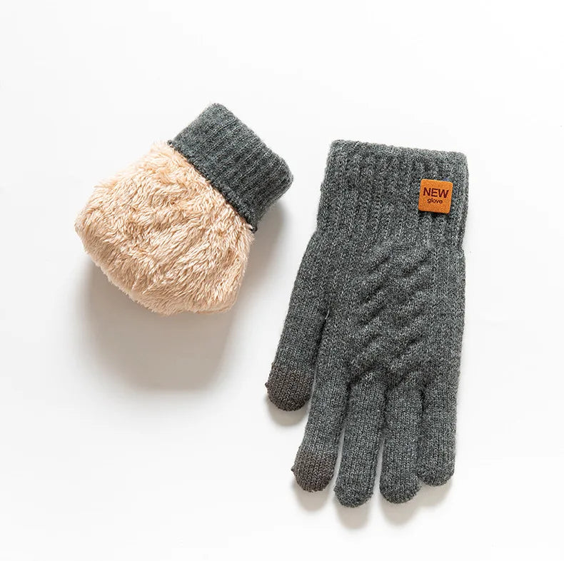 Warm wool winter touchscreen gloves
