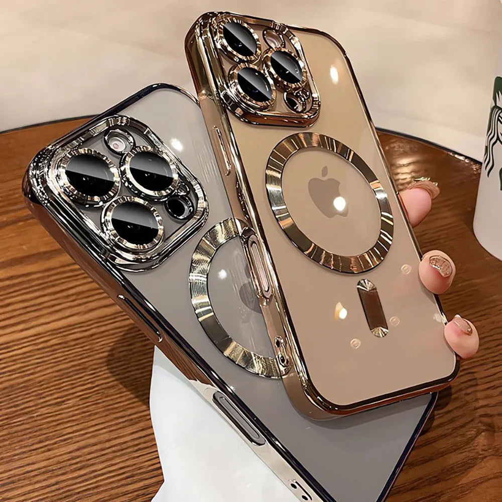 Desert Gold 폰 케이스 Magsafe 자석 렌즈 보호용 소프트 커버 투명